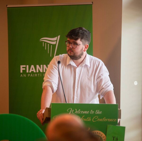 Eoin Crehan presenting his motion at the gathering Eoin Crehan presenting his motion at the gathering