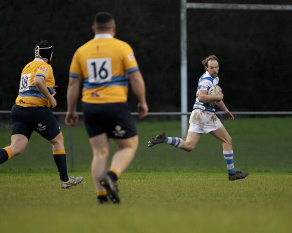 Craig Miller on the way to scoring a try for Athy in the Hosie Cup final against Clondalkin earlier this season Photo: Alf Harvey Craig Miller on the way to scoring a try for Athy in the Hosie Cup final against Clondalkin earlier this season Photo: Alf Harvey