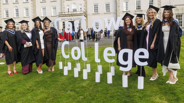 Recent psychology graduates pose beside the college sign. L-R Leah Walshe, Cora Ryan, Katelyn Callaghan (Naas, Kildare), Laoise McNally, Hazel Lehane, Kelly Coogan, Sorcha Harrison, Alison Whelehan Recent psychology graduates pose beside the college sign. L-R Leah Walshe, Cora Ryan, Katelyn Callaghan (Naas, Kildare), Laoise McNally, Hazel Lehane, Kelly Coogan, Sorcha Harrison, Alison Whelehan