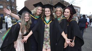<p>Jessica O’Neill of Newbridge (second from left) graduated from DCU after receiving a Bachelor of Science in Nursing (General ) during the Spring Graduation Ceremony. Also pictured are Sophie Kinahan, Swords,Abbie Harte, Tullamore ,Kelly O’Rourke,Carlow Town and Hannah Gorman, Swords Photo:Kyran O’Brien </p> <p>Jessica O’Neill of Newbridge (second from left) graduated from DCU after receiving a Bachelor of Science in Nursing (General ) during the Spring Graduation Ceremony. Also pictured are Sophie Kinahan, Swords,Abbie Harte, Tullamore ,Kelly O’Rourke,Carlow Town and Hannah Gorman, Swords Photo:Kyran O’Brien </p>