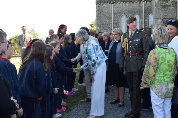 President Connolly meeting students from St Patrick's National School outside the cathedral President Connolly meeting students from St Patrick's National School outside the cathedral