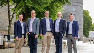 <p>Pictured in Kilkenny are Denis Ryan, Technology Sector Specialist, AIB Business Banking; Paul Byrne, chief operating officer; Andrew Tobin, chief executive officer; Gavin Dixon, chief strategy officer; Stryve and Mark Doherty, New Business Team, AIB Business Banking. </p> <p>Pictured in Kilkenny are Denis Ryan, Technology Sector Specialist, AIB Business Banking; Paul Byrne, chief operating officer; Andrew Tobin, chief executive officer; Gavin Dixon, chief strategy officer; Stryve and Mark Doherty, New Business Team, AIB Business Banking. </p>